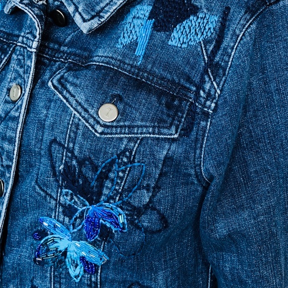 Anthro  Pilcro Sequined Denim Jacket Size XL - Picture 5 of 8